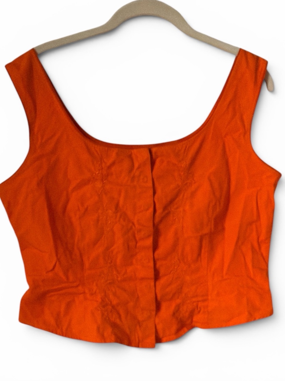 New York & Company Orange Scoop Neck Cropped Tank Top Boho Bohemian 100% Cotton